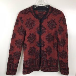 Dakota 100% Alpaca sz L Red Cardigan EUC